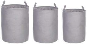 Conjunto de 3 cestos em tecido de poliéster cinzento ARCHA Beliani
