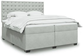 vidaXL Cama com molas/colchão 200x200 cm veludo cinzento-claro