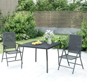vidaXL 3 pcs conjunto de jantar para jardim aço antracite