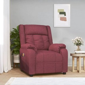 vidaXL Poltrona de massagens elétrica reclinável tecido vermelho tinto