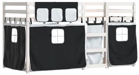 Beliche com cortinas 80x200 cm pinho maciço branco e preto