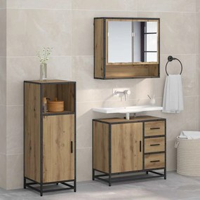 vidaXL Conjunto de Móveis para Banheiro 3 pcs Carvalho Artesanal