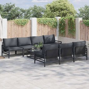 vidaXL Conjunto de Sofá de Jardim com almofada 8 pcs Preto Aço