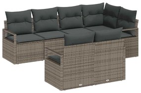 Conjunto de Sofá para Jardim vidaXL com Almofadas Cinza Rattan Sintéti