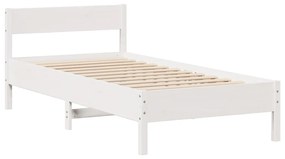Cama com estante sem colchão 90x190 cm pinho maciço branco