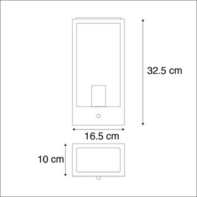 Candeeiro de parede exterior preto com sensor crepuscular - Roterdão Moderno