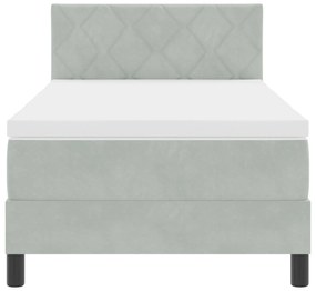 Cama com Box Spring e Colchão vidaXL Cinza Claro 90x200 cm Veludo