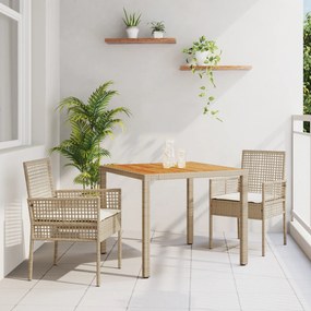 vidaXL Conjunto de Jantar de Jardim com Almofadas Bege Polyrattan