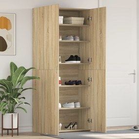 vidaXL Cabide de sapatos Carvalho Sonoma 80x35,5x180 cm Madeira de engenharia