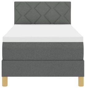 Cama Box com Colchão &amp; LED Cinza Escuro 80x200 cm Tecido