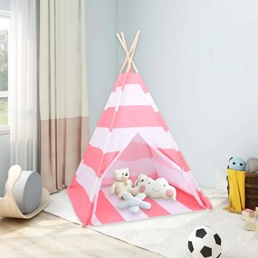 vidaXL Tenda teepee infantil c/ saco 120x120x150cm pele pêssego riscas