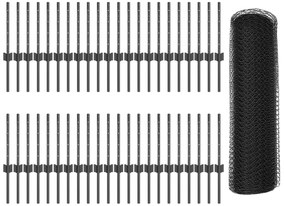 Postes de Cerca vidaXL 11 pcs U-Channel Cinza 40 cm Aço