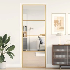 Porta interior 76x201,5 cm vidro temperado e alumÃnio dourado