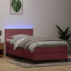 Cama com molas/colchão 100x210 cm veludo rosa