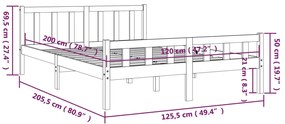 Estrutura de cama 120x200 cm madeira maciça castanho mel
