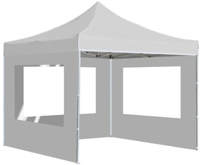 Tenda dobrável profissional com paredes 2x2m alumínio branco