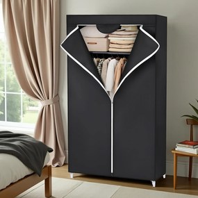Guarda roupa de tecido 160 x 75 cm Preto