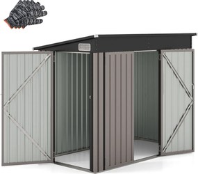 Abrigo exterior, de ferramentas com 2 portas e telhado para jardim, pátio 235 x 117 x 185 cm cinza claro