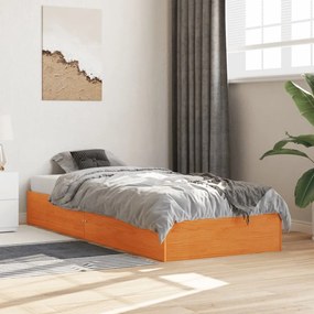 Cama sem colchão 75x190 cm madeira de pinho maciça castanho-mel