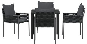 Conjunto de Jantar de Jardim 5 Peças com Almofadas e Cadeiras de Poli