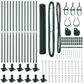 Conjunto de Cercas Conjunto de 2 Verde Aço Galvanizado, PVC