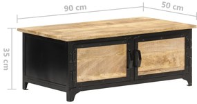 Mesa de centro 90x50x35 cm madeira de mangueira maciça