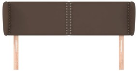 Cabeceira cama c/ abas couro artificial 147x23x78/88cm castanho