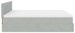 Estrutura cama otomana colchões 200x200cm veludo cinzento claro