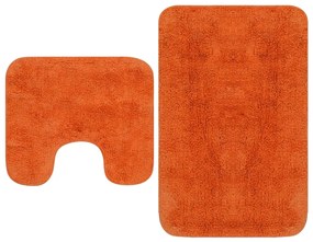 vidaXL Conjunto tapetes de casa de banho 2 pcs tecido laranja
