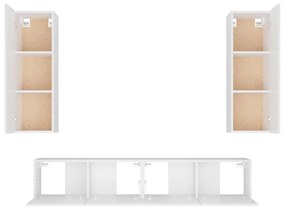 Conjunto móveis de TV 4 pcs madeira processada branco