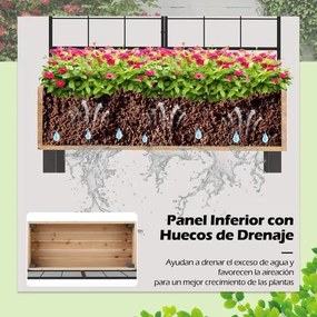 Floreeira elevada de jardim 79 x 35 x 138 cm com treliça Caixa para flores em madeira de abeto para terraço, pátio e varanda Natural