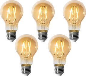 Conjunto de 5 lâmpadas LED E27 reguláveis A60 douradas 3W 310 lm 2200K