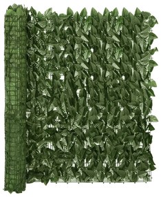 Tela de varanda com folhas verde-escuras 400x100 cm