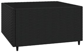 4 pcs conjunto lounge de jardim c/ almofadões vime PE preto