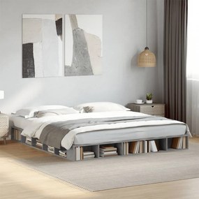Estrutura de cama 200x200 cm derivados de madeira cinza cimento