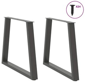 Pés para mesa de jantar em V 2 peças antracite 80x(72-73,3) cm aço