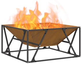 Fogo Pit Quadrado 80x80x40 cm Aço Envelhecido