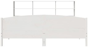 Cama com estante sem colchão 200x200 cm pinho maciço branco