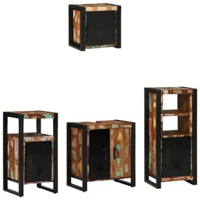 vidaXL Conjunto de Móveis para Banheiro com prateleira com armazenamento com porta 4 pcs