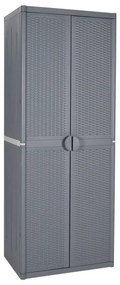 vidaXL Armário de arrumação para jardim 65x45x172 cm vime PP cinzento