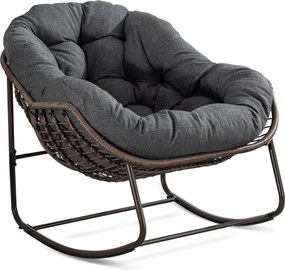 Poltrona-ovo baloiçante com almofada de assento espessa, Interior & Exterior Cadeira baloiçante confortável, 111x94,5x80 cm, Cinzento escuro| AOSOM Portugal