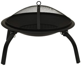 Braseira e barbecue 2-em-1 com atiçador 56x56x49 cm aço