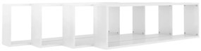 Estantes parede cúbicas 4pcs derivados madeira branco brilhante