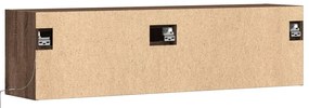 Móvel de parede p/ TV luzes LED 140x31x38 cm carvalho castanho