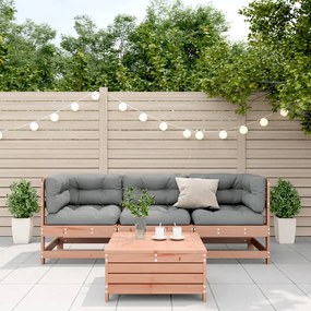 4 pcs conj. lounge jardim com almofadões madeira douglas maciça