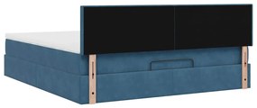 Estrutura de cama otomana com colchão 160x200 cm azul escuro