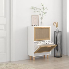 vidaXL Sapateira 52x25x80 cm derivados de madeira/vime natural branco