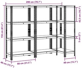 Prateleiras de armazenamento de 4 camadas 3 pcs aço azul