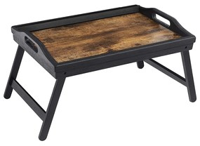 Mesa de bandeja para cama SONGMICS com pernas dobráveis de bambu, bandeja de café da manhã para sofá, cama, bandeja para lanches com ranhura para celular e tablet, mesa para laptop, marrom escuro rústico LLD111B01