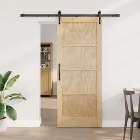 Porta Deslizante vidaXL com Conjunto de Hardware 83x202 cm Madeira Sólida Pinheiro